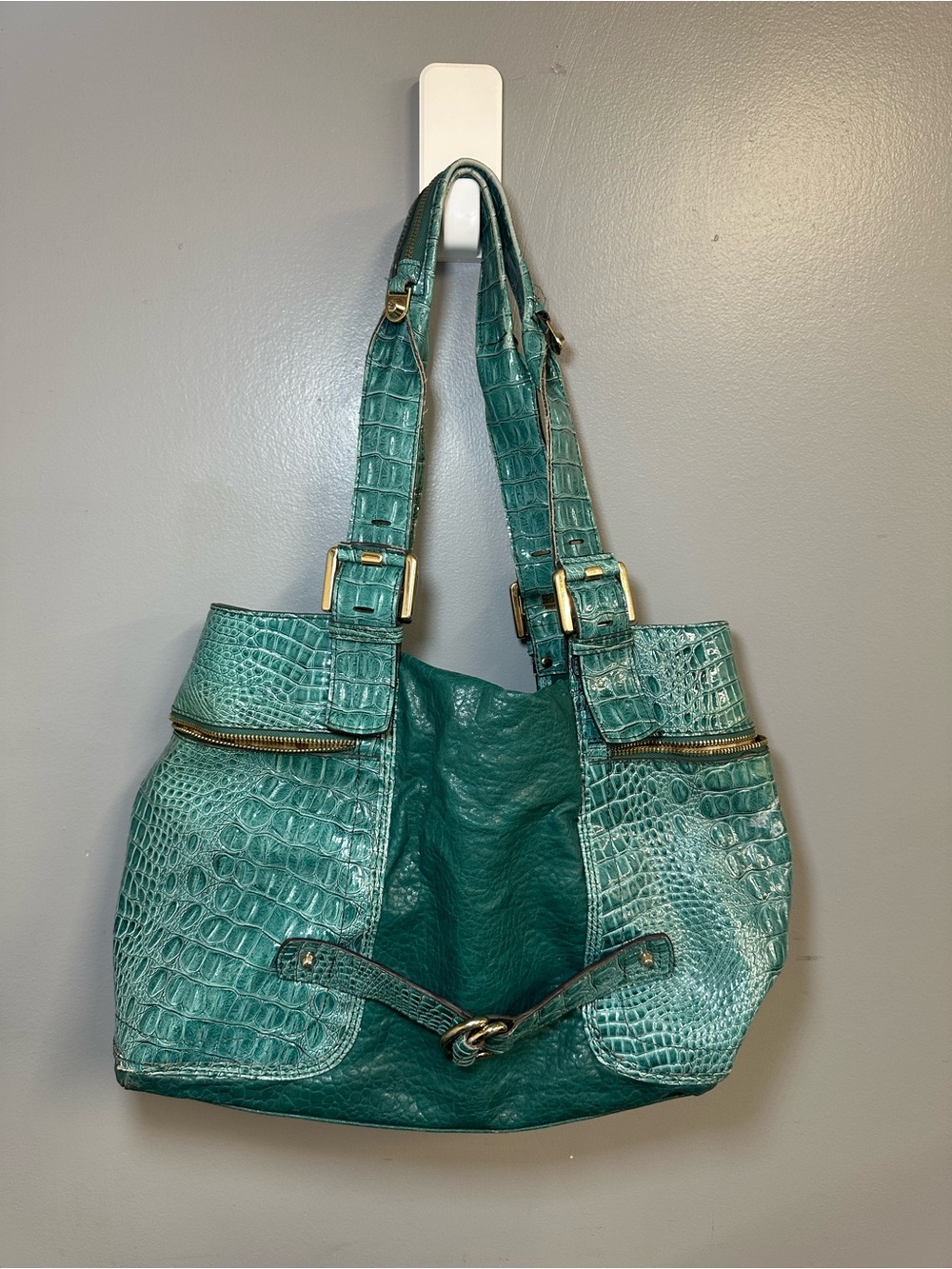 Jessica Simpson Teal Women's Tote Handbag - Stylish Croc-Embossed Design